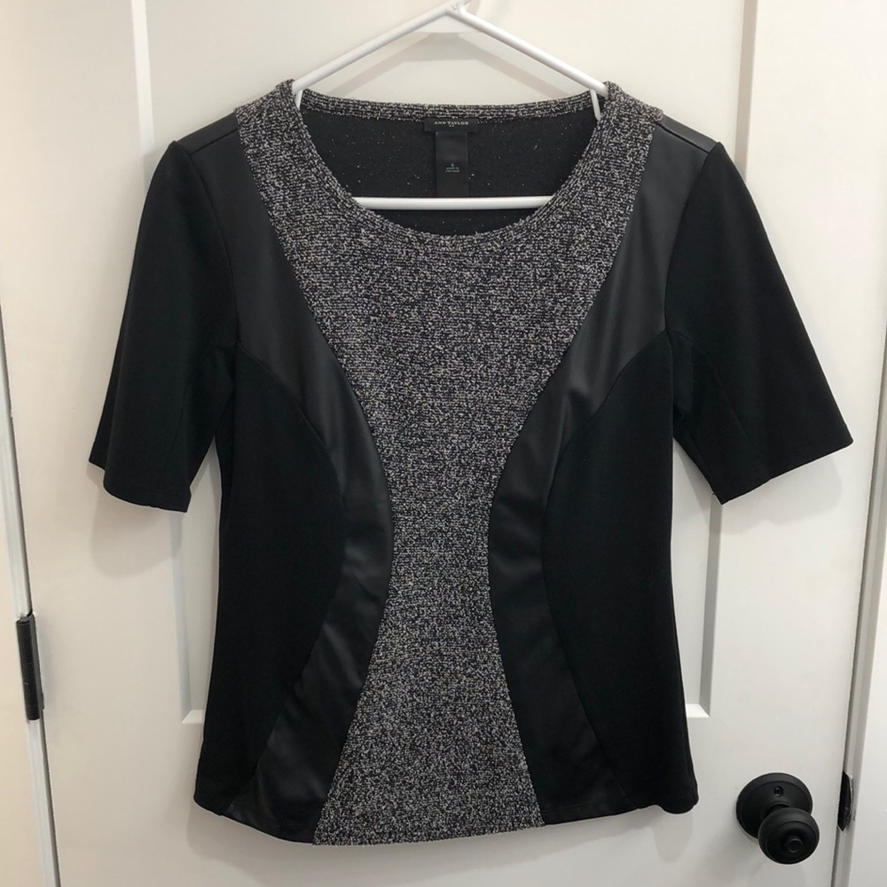 Ann Taylor Faux Leather and Cotton Top